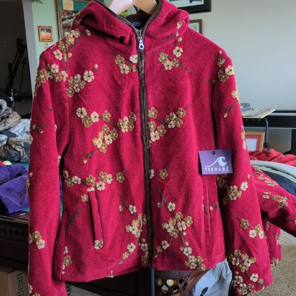 Tsunami Red Floral Hoodie